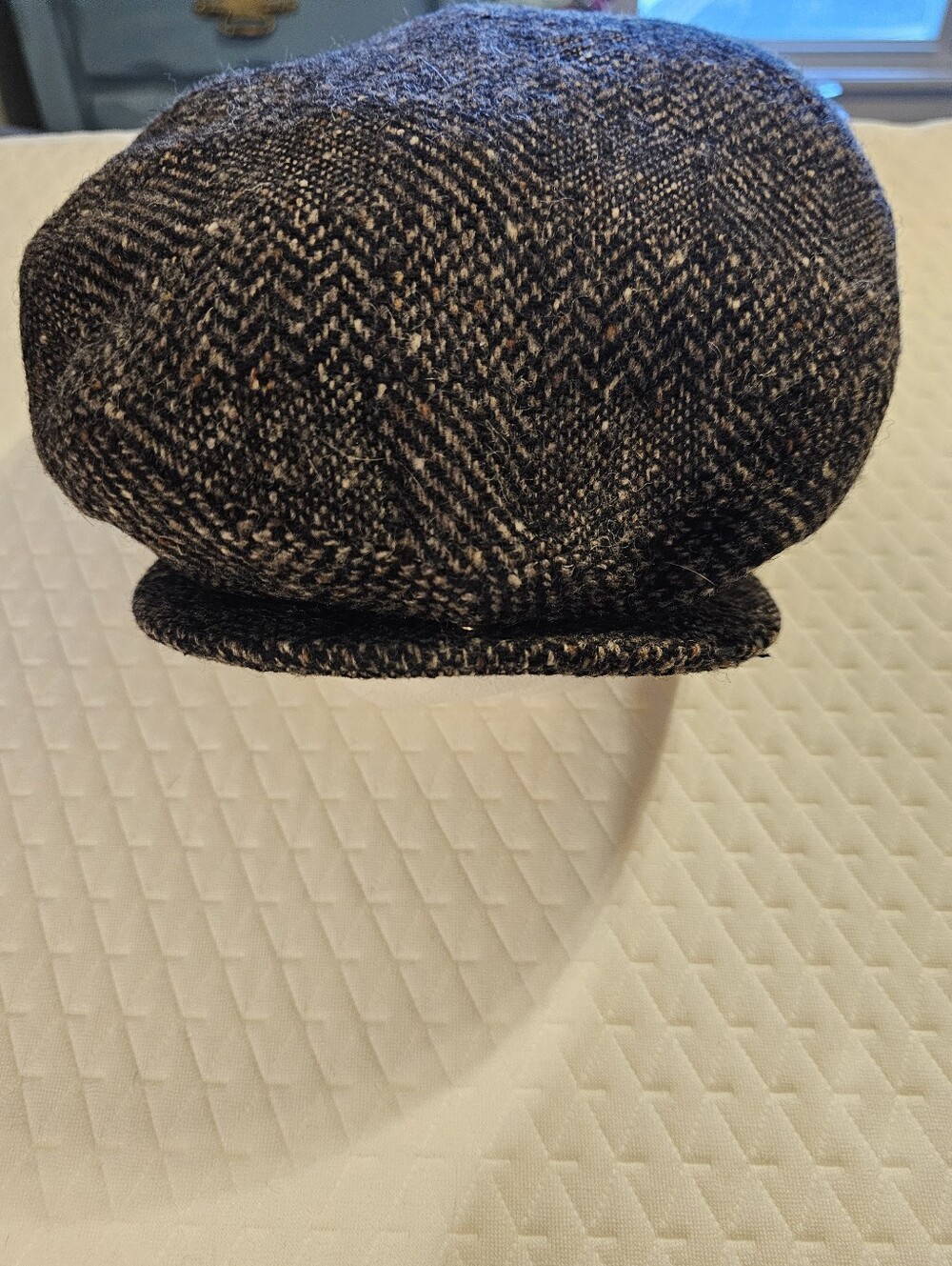 Vintage Dockers 100% Wool Herringbone Flat Cap Ivy Driving Hat Newsboy XL Snap